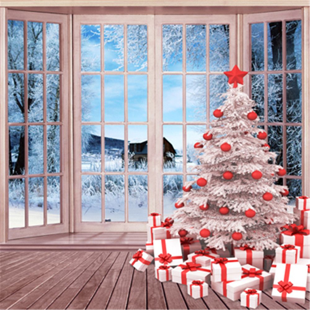 2019 Beautiful Winter Snow Outside Window White Christmas Tree ...