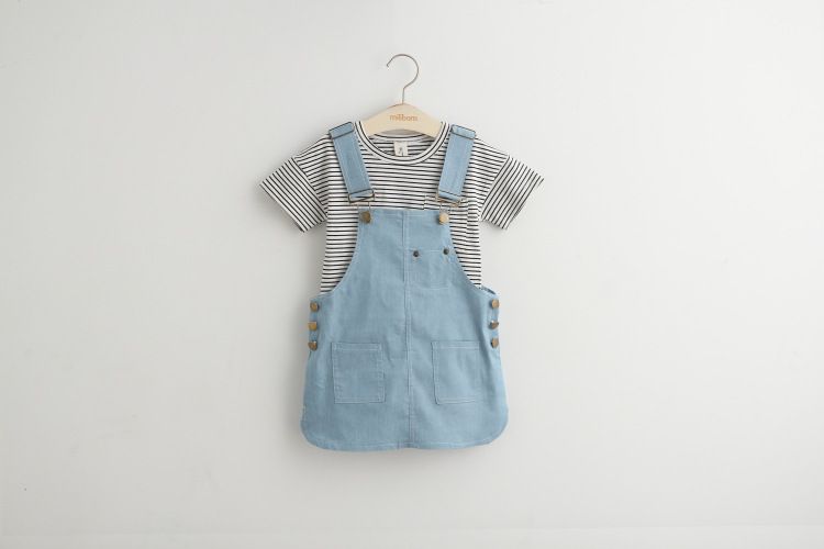 Best Quality Girls Clothing Set T Shirt Suspender Skirt Summer Denim Clothes Kids Garment