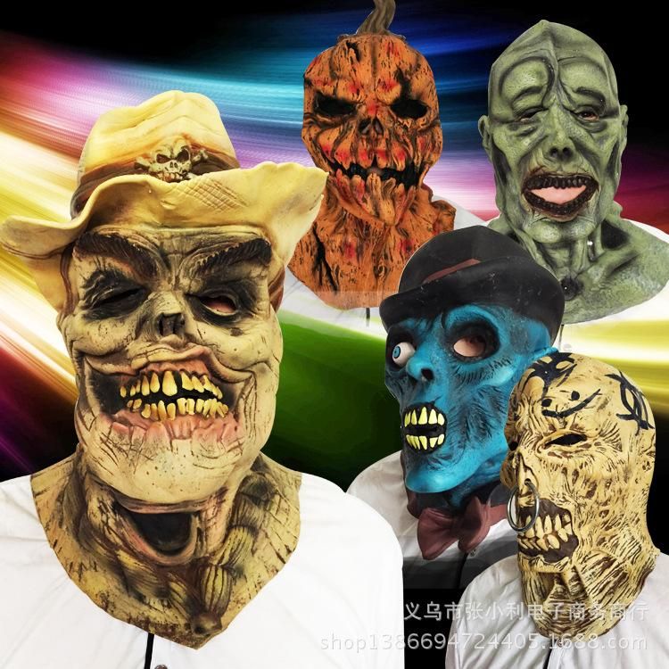 Halloween Full Face Mask, Latex Cosplay Masquerade Fancy Dress Carnival Pumpkin Mask, Halloween Cost Halloween Full Face Mask, Latex Cosplay Masquerade Fancy Dress Carnival Pumpkin Mask, Halloween Cost