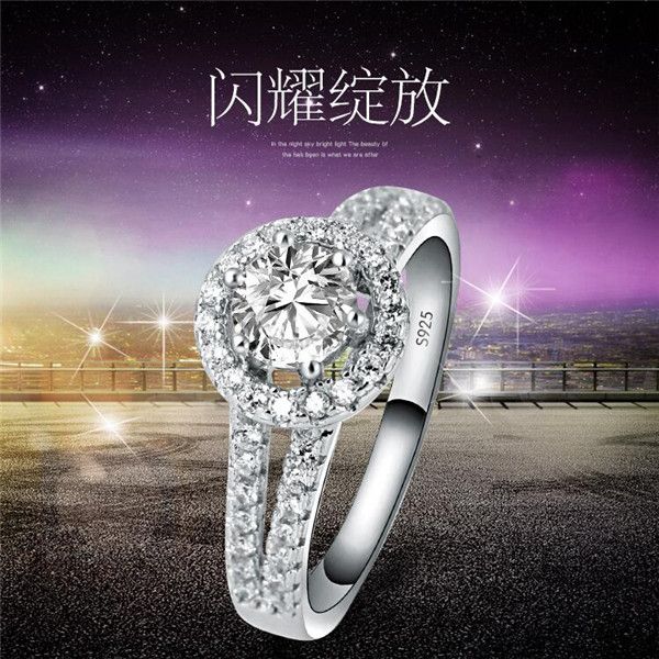 Mode Nouvelle Princesse Cut Créé Diamant Solide 925 Sterling Argent Engagement Nuptiale Bague de fiançailles en diamant