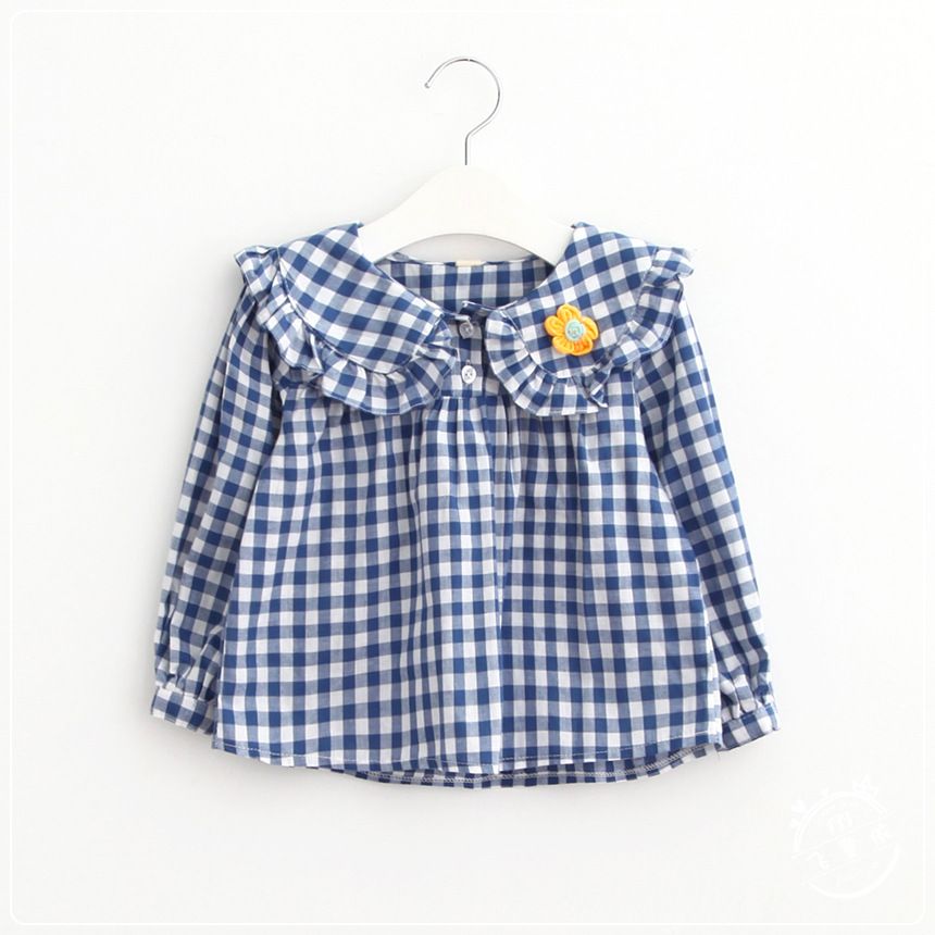 2016 Babies Striped Blouses Kids Girls Princess Cotton Shirts Baby Girl Autumn Ruffles Shirts