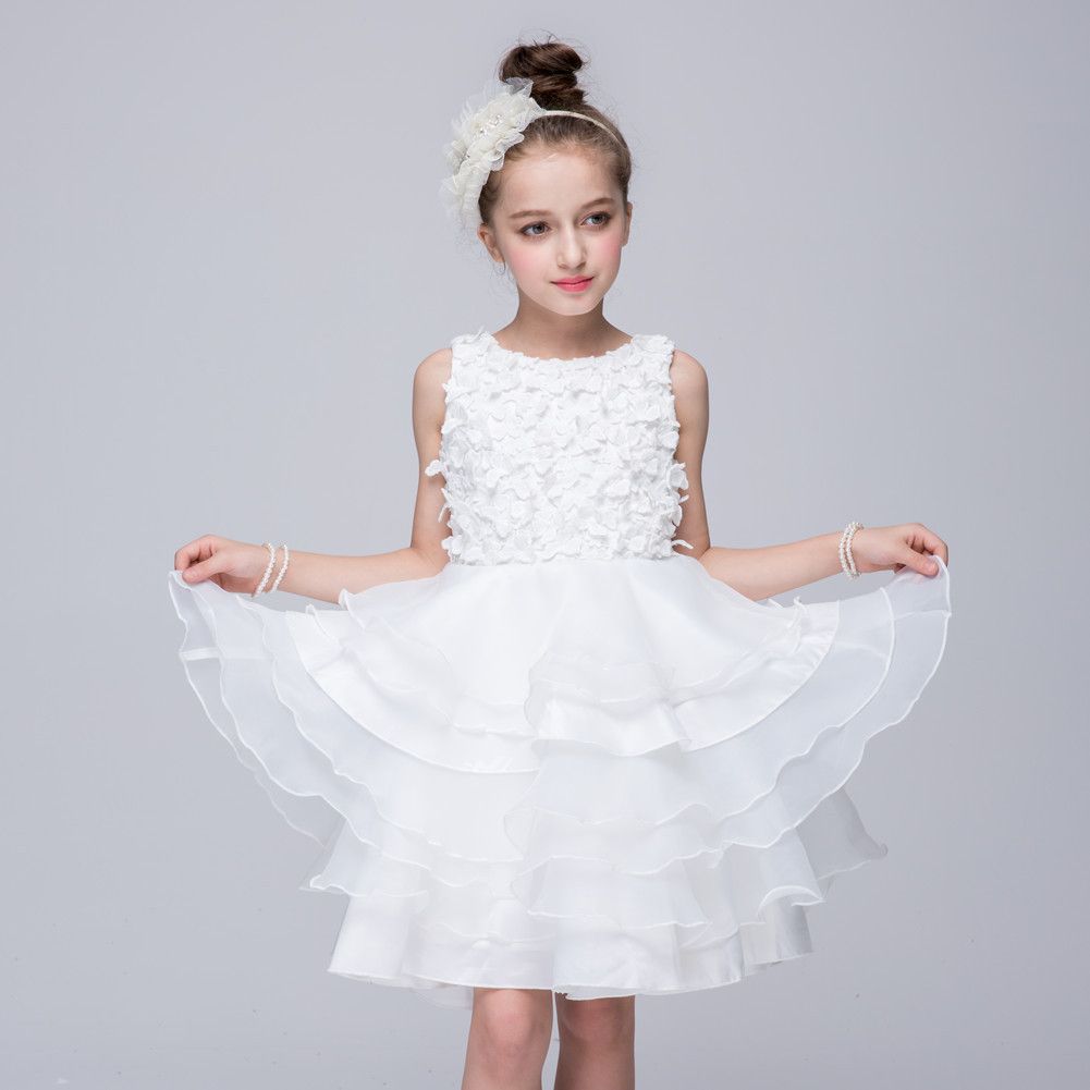 white ruffle flower girl dress