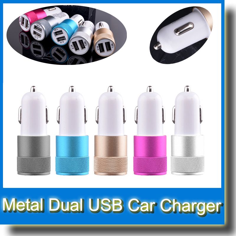 Metal Dual USB Port Car Charger Universal 2 Amp For Apple IPhone IPad