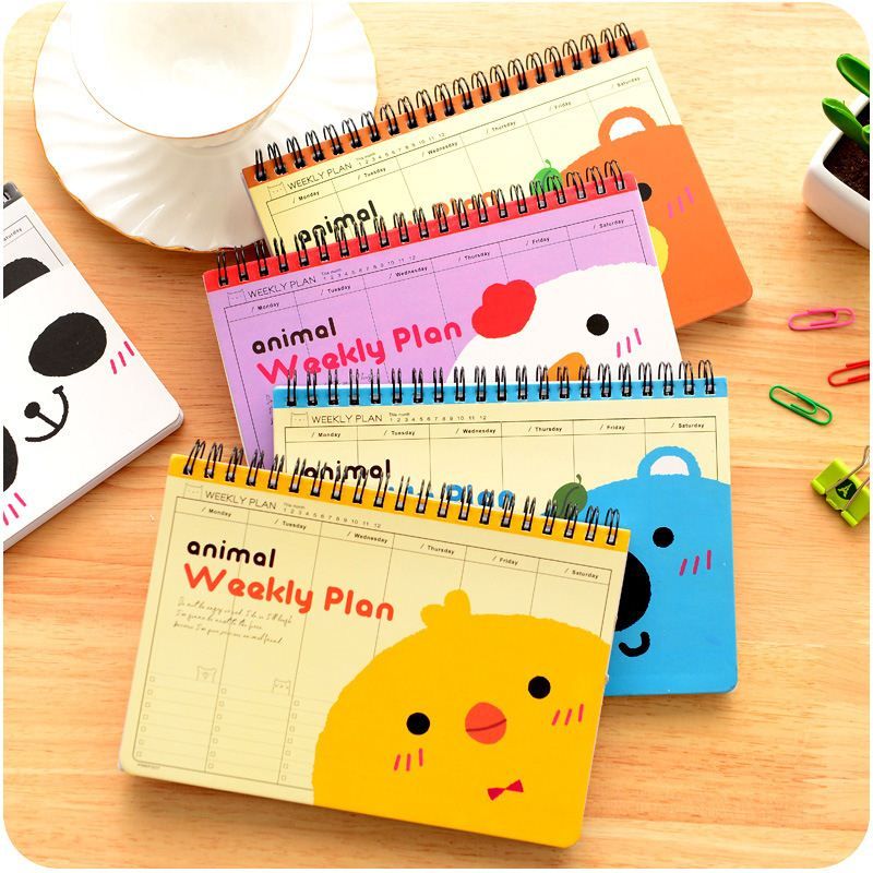 cute animal weekly plan coil spiral notebook diary book agenda
