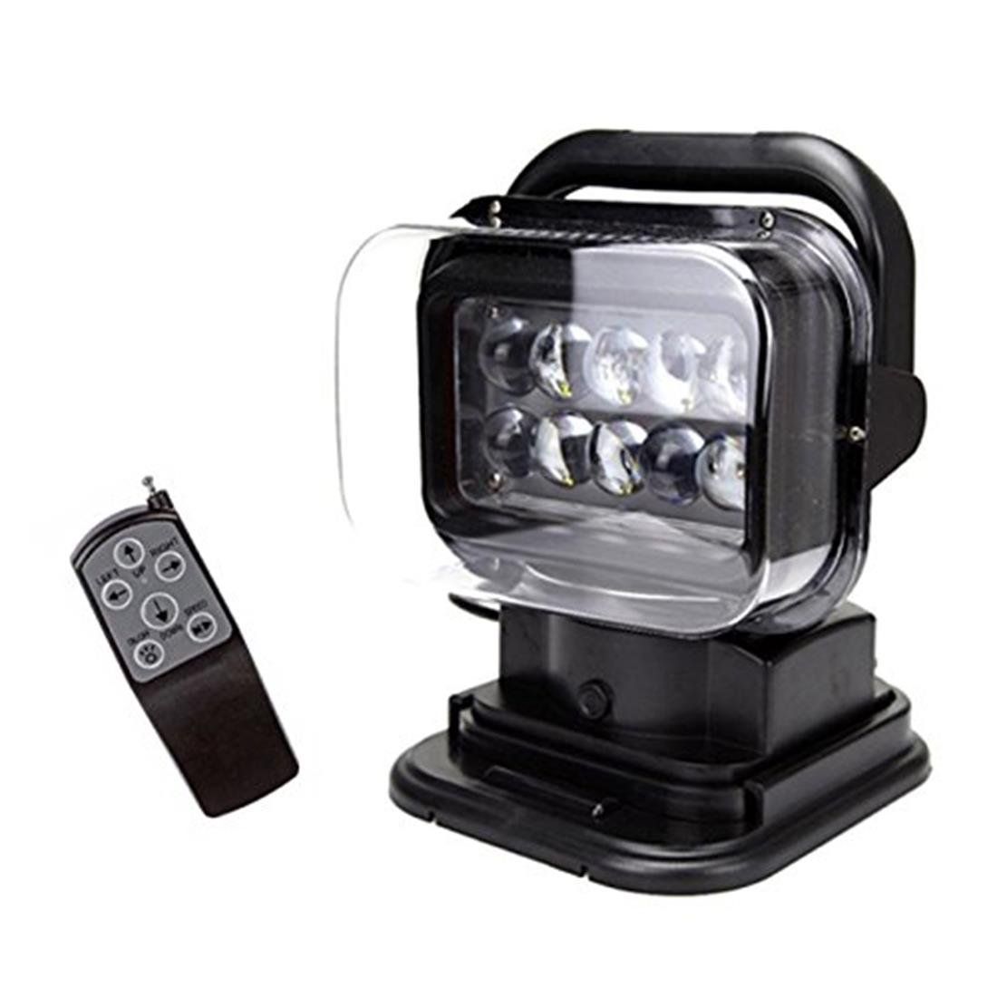 Black 12v 24v 50w 360º Cree LED Rotating Remote Control Work Light Spot