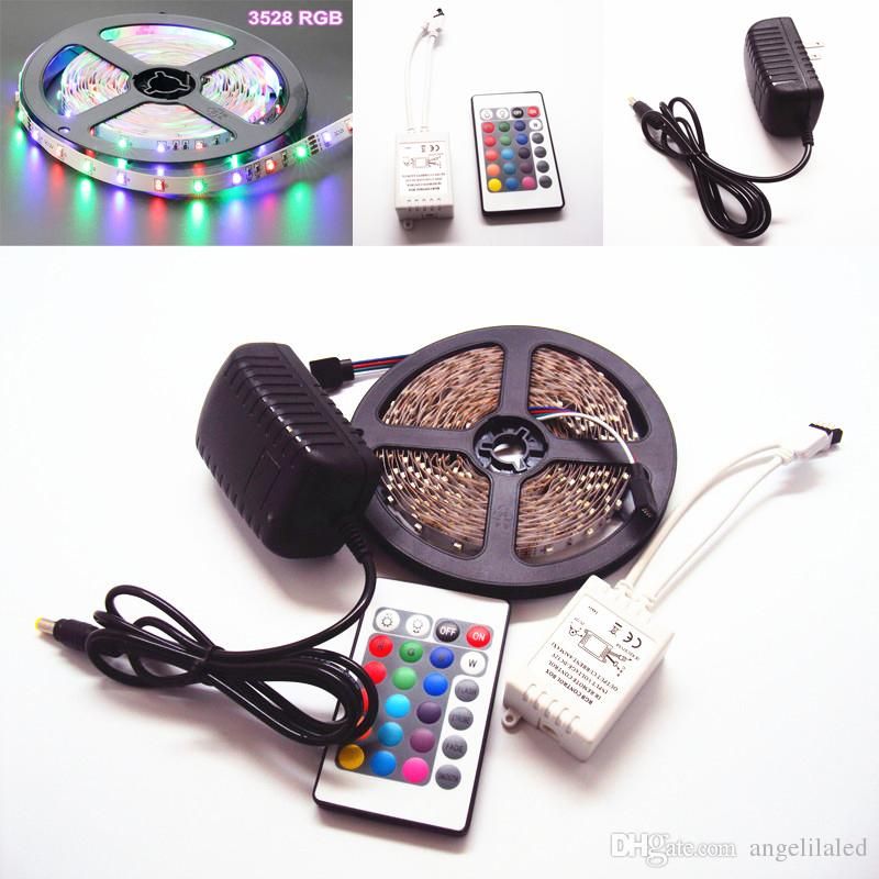 Whole Best 3528 Smd Rgb Led Strips 5m Roll Non Waterproof Whole Best 3528 Smd Rgb Led Strips 5m Roll Non Waterproof 300leds Tape Light Remote Controller Dc 12v 2a Power Supply Outdoor