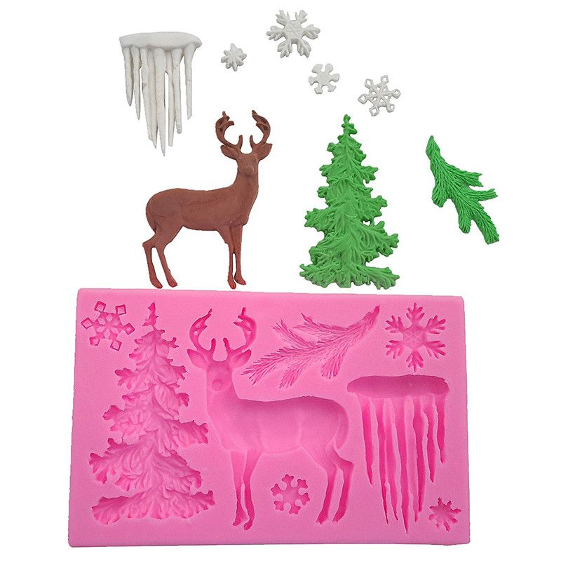 2019 3D Christmas  Silicone Molds Decor  Elk Deer Fondant 
