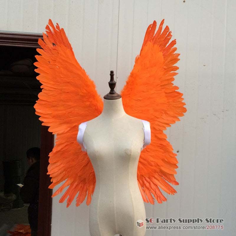 Costume Orange ange plume gagne défilé spectacle défilé montre props pour adulte / enfant 100 * 85cm EMS Livraison gratuite