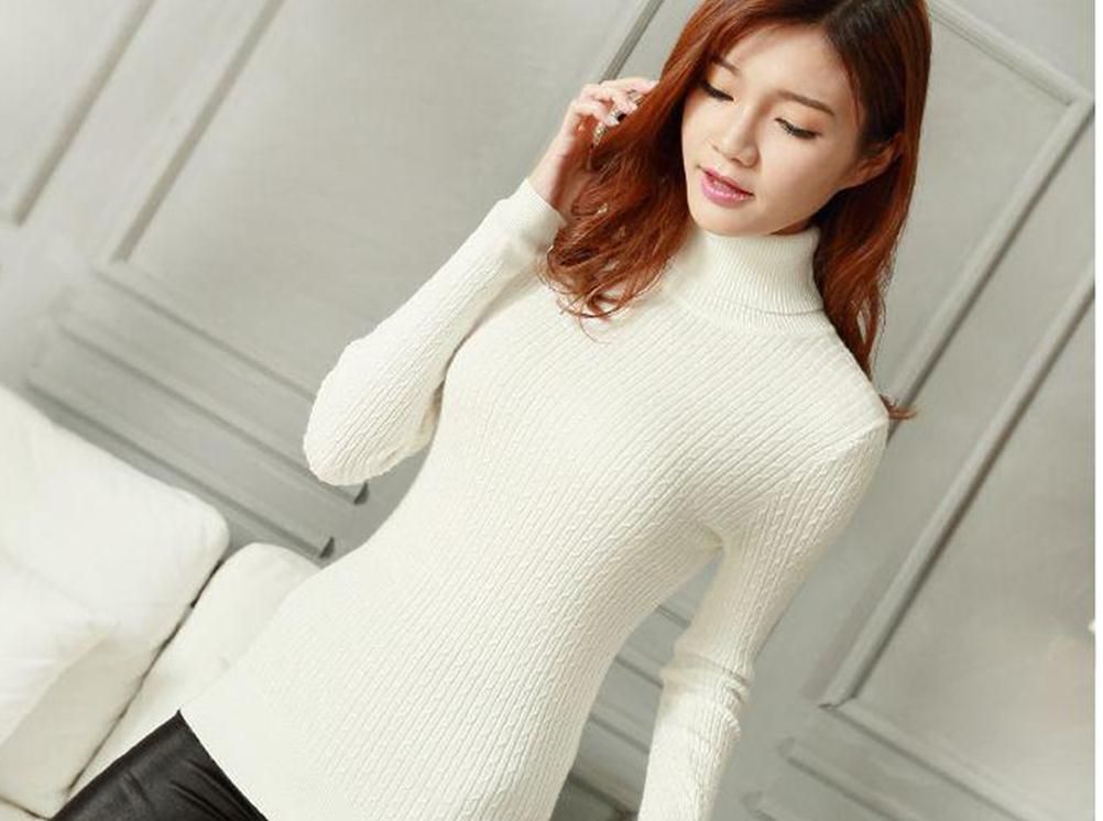 2017 Turtleneck Women'S Tight Fitting Pullovers Joker Twist Thick Warm ...