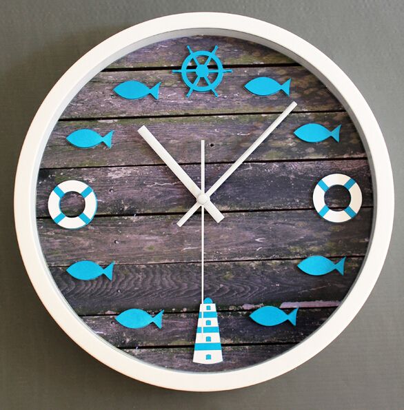 European Mediterranean Lighthouse Buoy Nostalgic Wood Rot Fish Clock European Mediterranean Lighthouse Buoy Nostalgic Wood Rot Fish Clock Quartz Stereo Wall