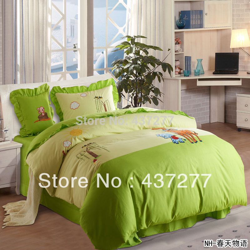 Baby Giraffe Horse Monkey Bedding Comforter Set Queen Full Twin Baby Giraffe Horse Monkey Bedding Comforter Set Queen Full Twin Yellow Green Bed In A Bag Reversible Cotton Quilt Cover Sets Baseball Fl
