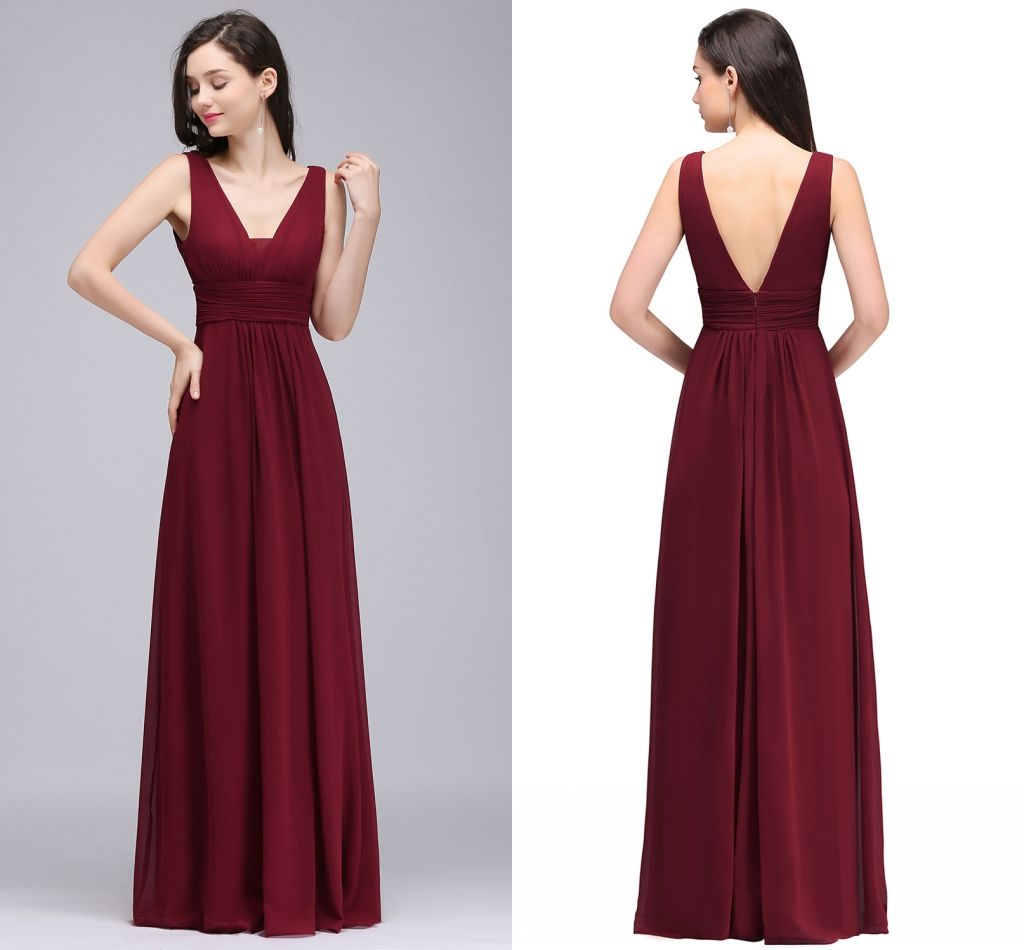 Burgundy Chiffon Dress