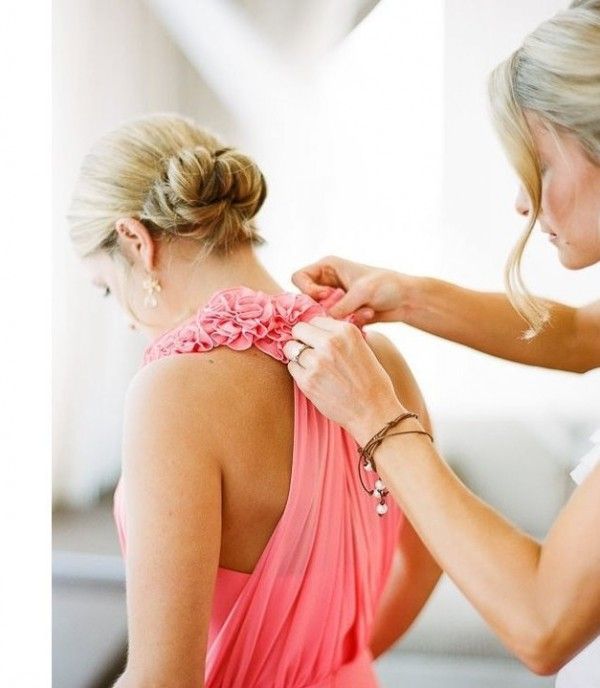 Sexy Beach Wedding Bridesmaid Dress Pink Chiffon Long Formal Maid Of