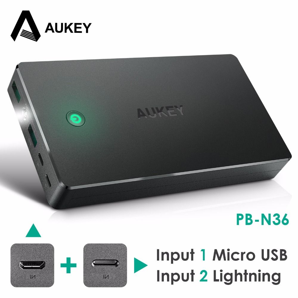 2018 aukey power bank dual usb 20000mah portable external battery