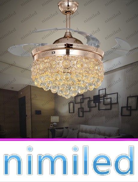 2018 Nimi843 36 42 Crystal Invisible Ceiling Fan Light Lights Living 2018 Nimi843 36 42 Crystal Invisible Ceiling Fan Light Lights Living Room Lighting Led Chandelier Remote Control Mute Pendant Lamp From Nimiled