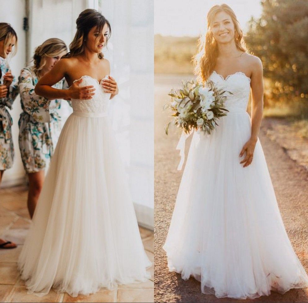 Discount Elegant Tulle Beach Wedding  Dresses  2019 