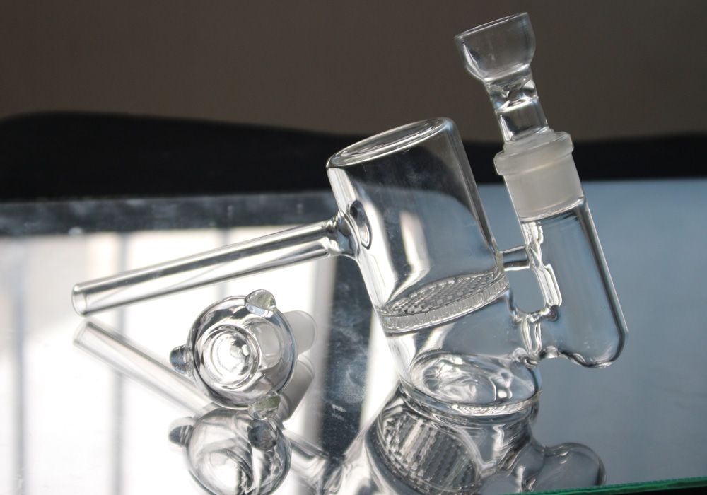19mm 14mm 2 modelos tubos de vidrio pelele peine Perc Glass Hammer plataformas petrolíferas cristal Bongs de agua Traducido