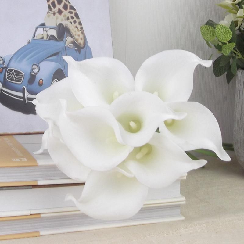 Latex Callas 35cm Elegant Silicon Artificial Egyptian Calla Lily Alocasia Plumbea Flower For Wedding Bridal Centerpieces Decorations