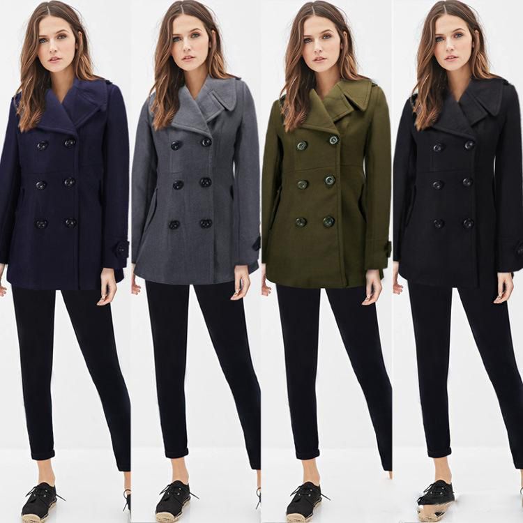 Womens Military Style Pea Coat | Han Coats