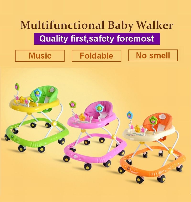 2019 Multifunctional Baby Walkers Auto Safe Lock*music*foldable Baby