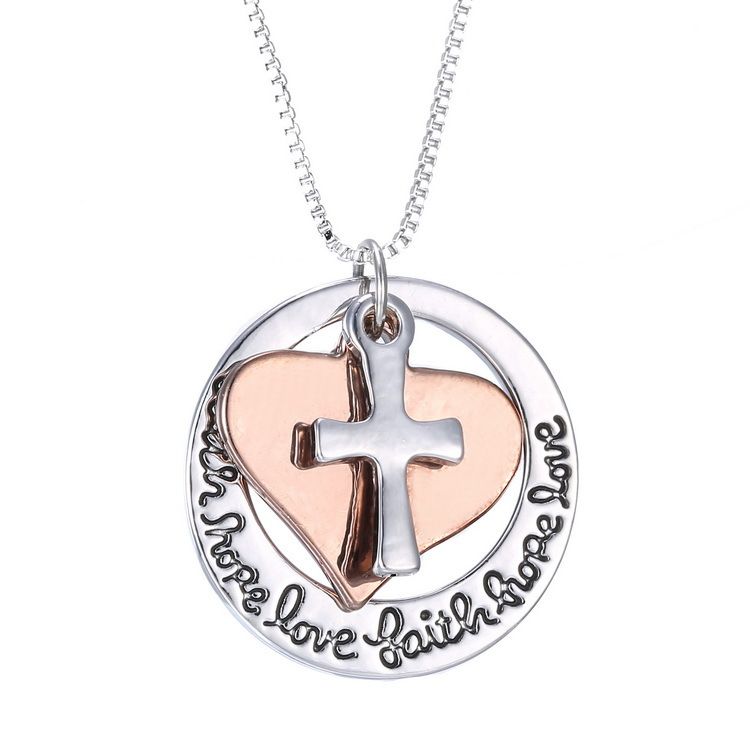 Wholesale Love Faith Hope Necklaces Charm Pendant Necklace Heart Letter