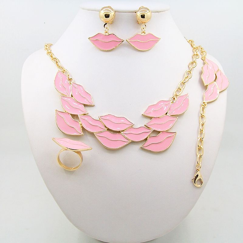 2020 2016 New Lip Shape Jewelry Set Including Necklaces Earrings Rings