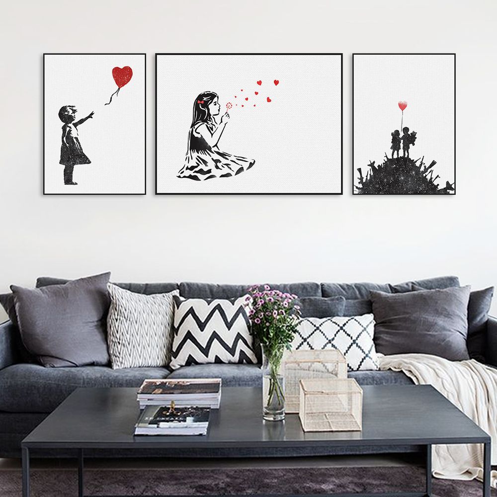 2019 Modern Black White Banksy Poster  Print A4 Urban 