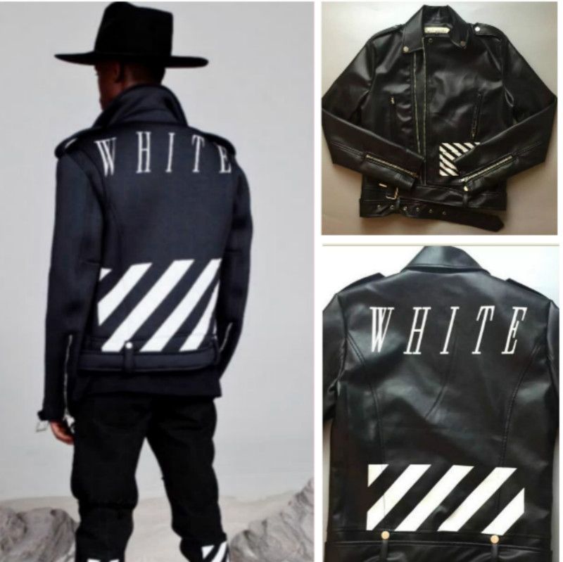 Off White Jacket Men Style Men Slim Fit Leather Clothing Off