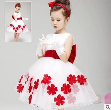 New Fashion Dress Girls Kids Watermelon Red Wear Roses with Lace ...