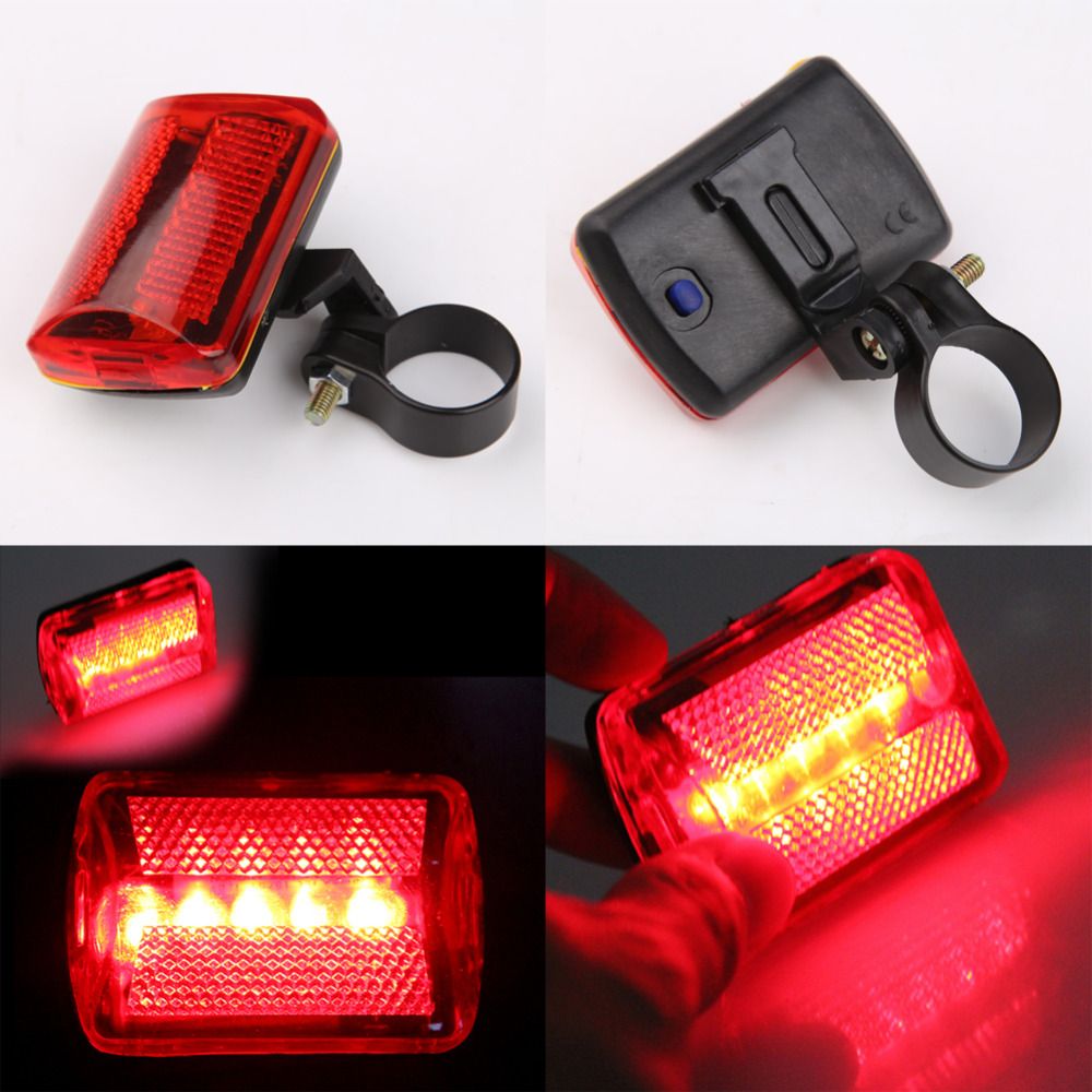 5 LED Rear Tail Light Cycling Red Light MTB Bike Safety Warning Flashing Lights