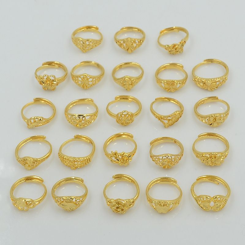 Wholesale Wedding Ring Lady Adjustable 24K Simple Gold Gilt Brass Ring