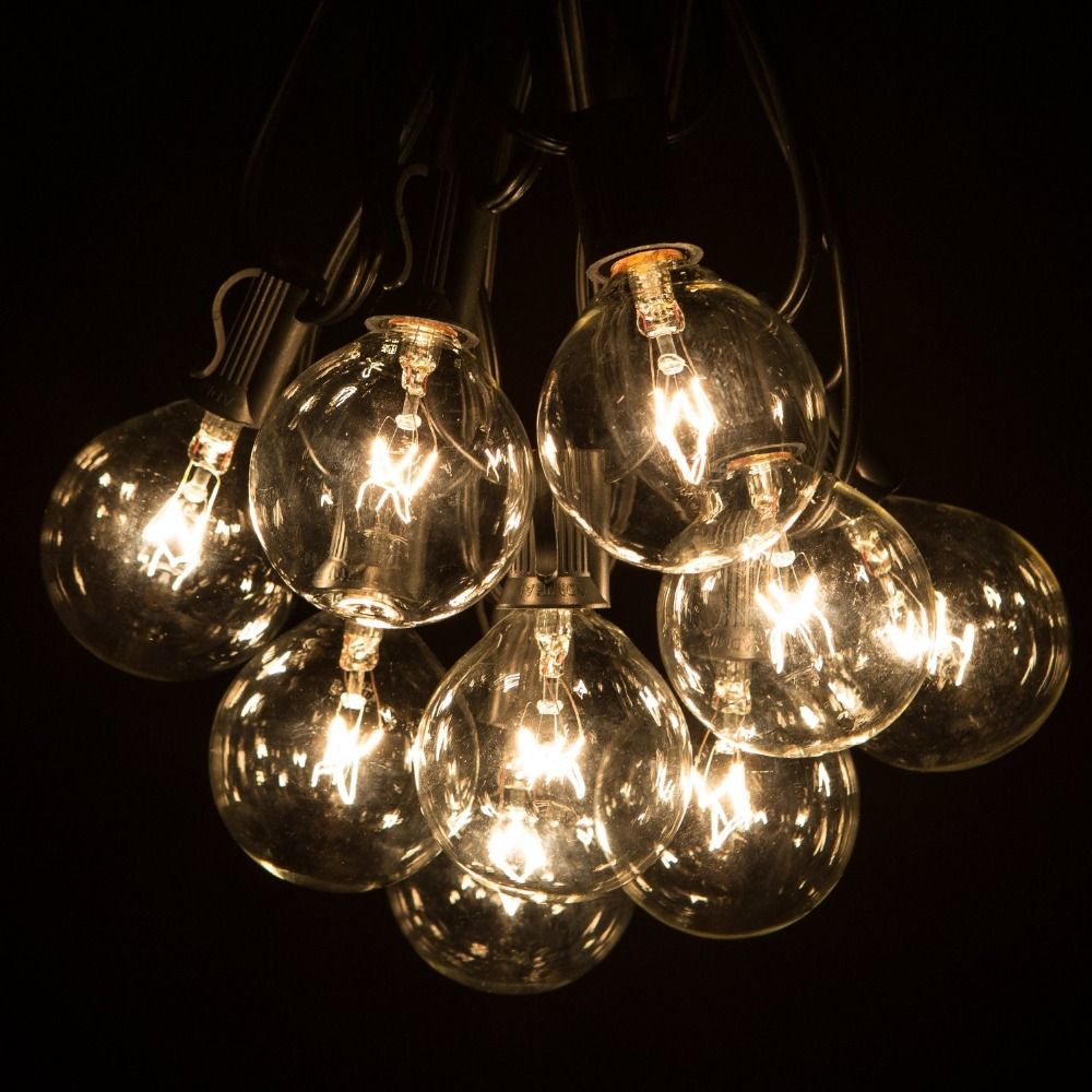 100ft Globe String Lights G50 100 Clear Bulbs 220 110v Black 100ft Globe String Lights G50 100 Clear Bulbs 220 110v Black Wire Ul Listed Indoor Outdoor Patio Light Commercial