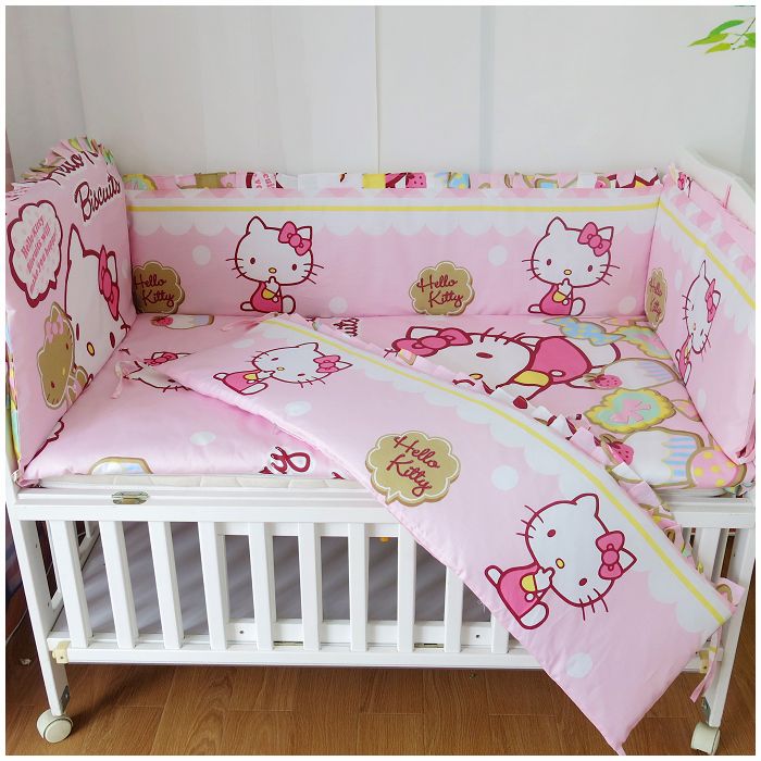 Promotion Cartoon Baby Cot Bedding Set Curtain Crib Bumper Baby
