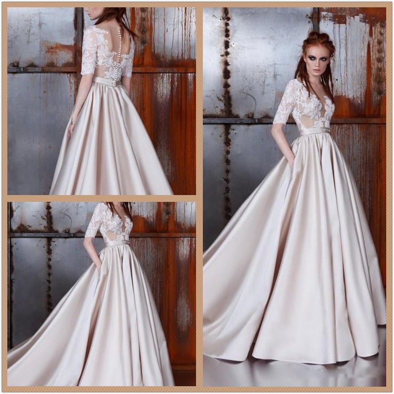 compre vestidos de novia de zuhair murad 2018 cuello escarpado de