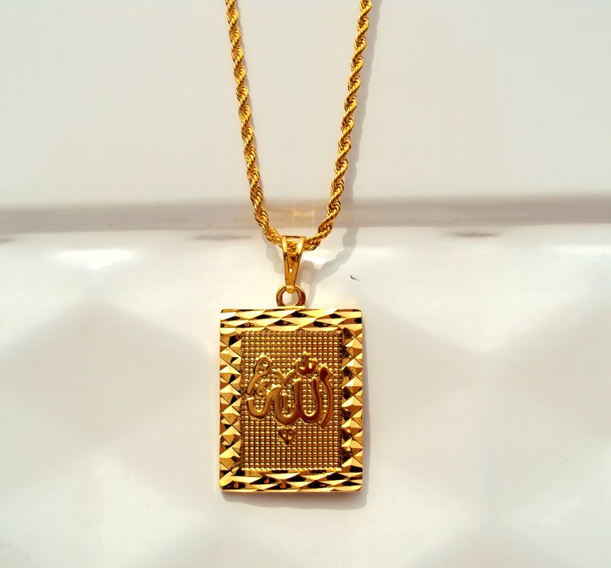 Wholesale Faith Solid Gold Filled 24K Rope Chain Square Pendant Jewelry ...