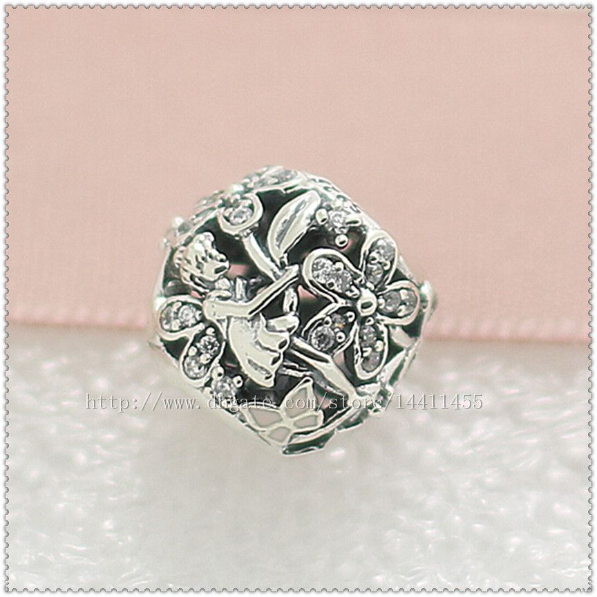 The Kiss The Flower Fairy 925 Sterling Silver Ring Pink CZ & White Enamel 