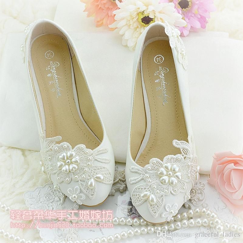 Ivory Flower Applique Wedding Shoes For Wedding Beads Bridesmaid Girl