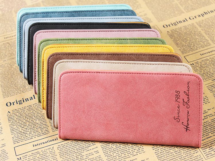 Bulk Wholesale Vintage Leather Wallets For Lady Retro Matte Leather Long Wallet A Cheap Purse Z ...