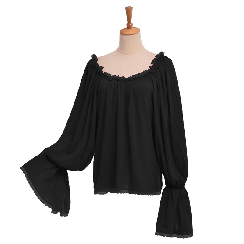2021 RENAISSANCE Women Pirate Blouse Vintage Medieval Off Shoulder Peasant Chemise Wench Shirt