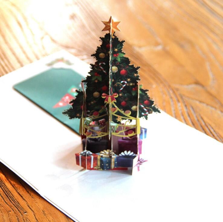 3D Pop Up Cards Merry Christmas Origami Paper Laser Cut Postcards Gift Greeting Handmade Blank Colourful Tree 3D Pop Up Cards Merry Christmas Origami Paper Laser Cut Postcards Gift Greeting Handmade Blank Colourful Tree