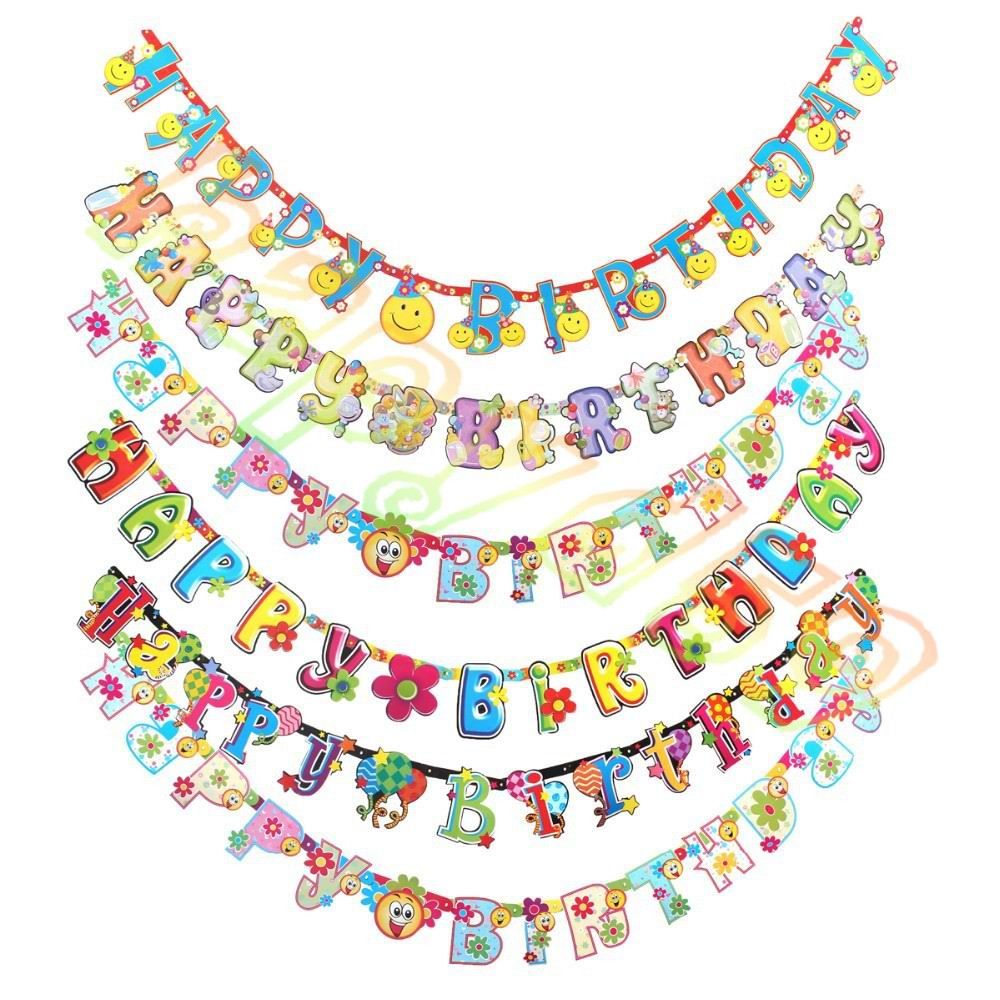 cute cartoon happy birthday banner hanging paper banners children