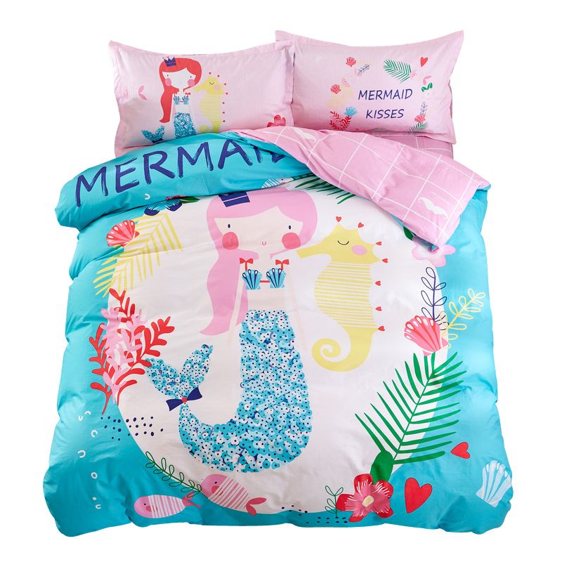 Mermaid Sheet Pillowcase Duvet Cover Sets Twin Single Queen Size Mermaid Sheet Pillowcase Duvet Cover Sets Twin Single Queen Size Cartoon Kids Teens Bedding Set 3 Bedlinen 100 Cotton With 202 85 Piece On