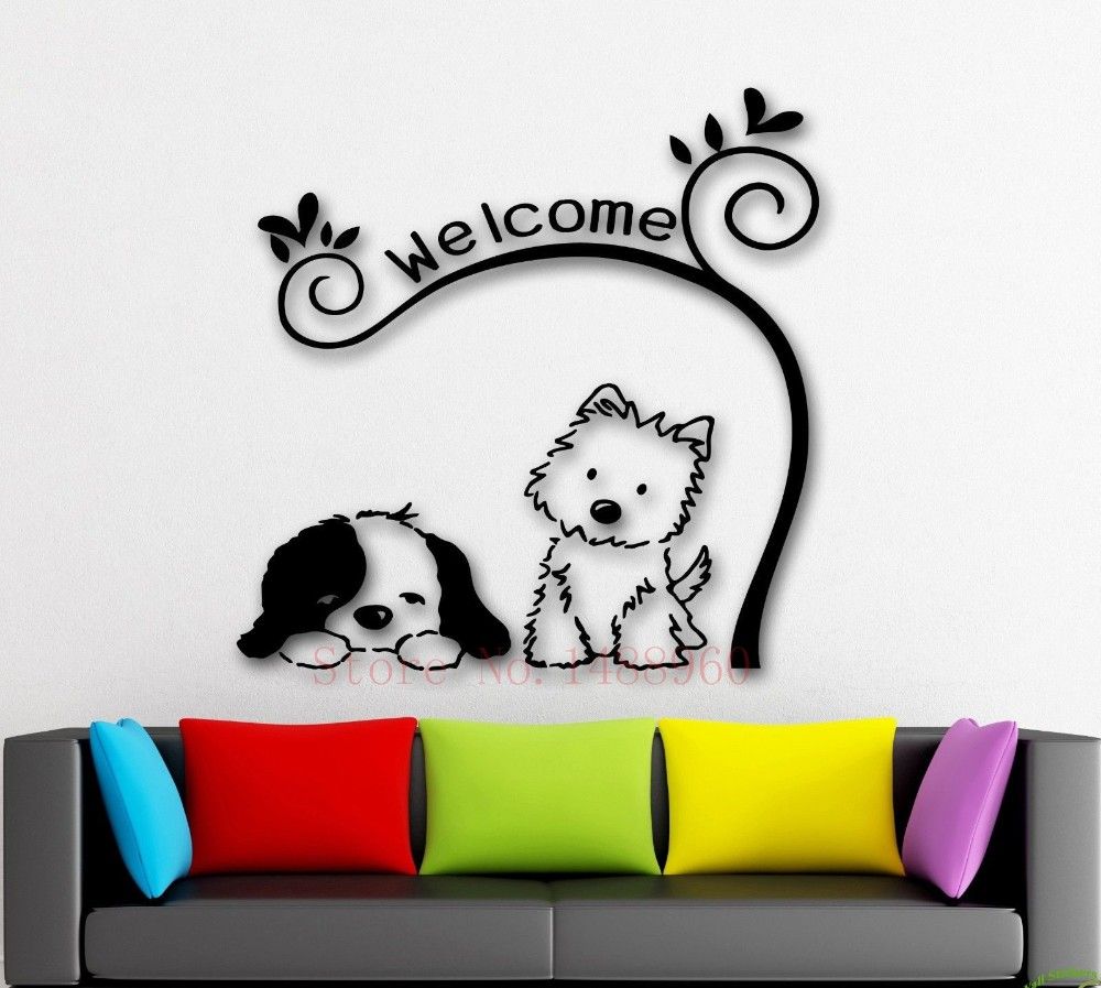 E241 Cute Animal Wel e Diy Dog Cat Mural Pet Shop Spa