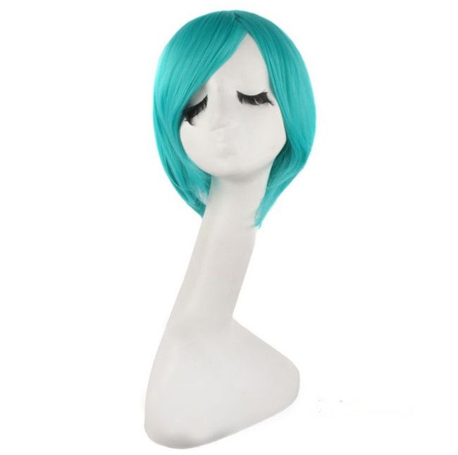 WoodFestival Party Anime Cosplay Wig Synthetic Hair Long Green Wigs With Bangs Straight Female 2 Clip On Double Ponytail