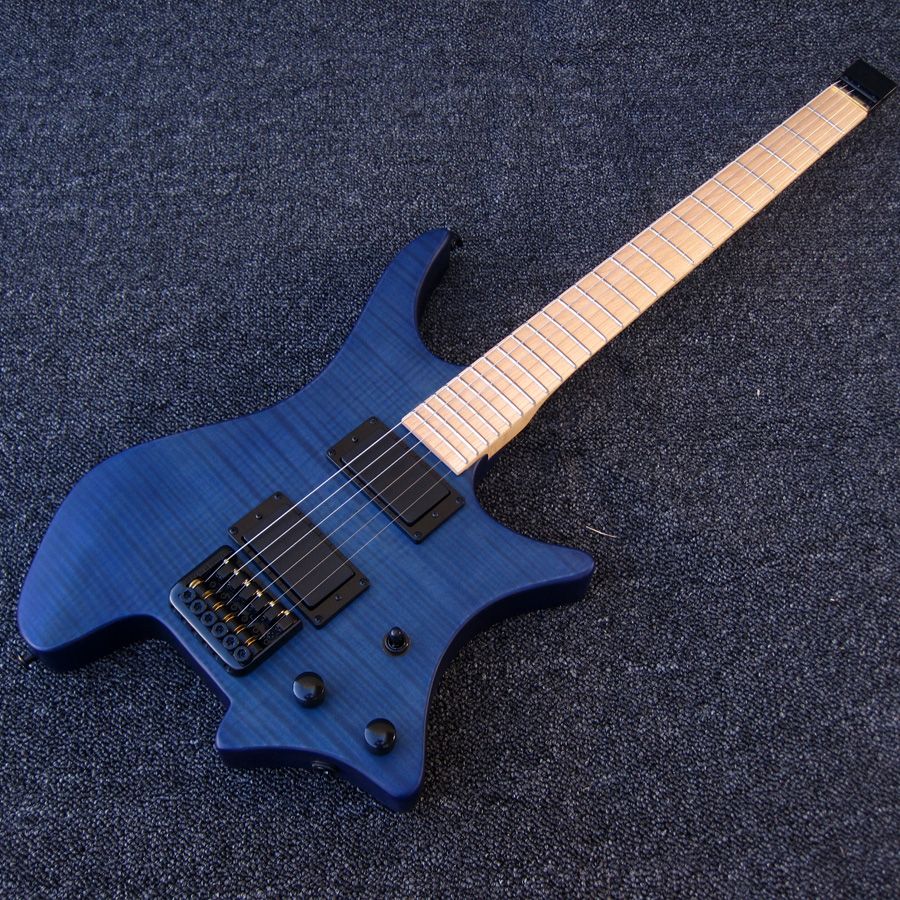 Custom Headless Strandberg Boden Flame Maple Top Blue Electric Guitars