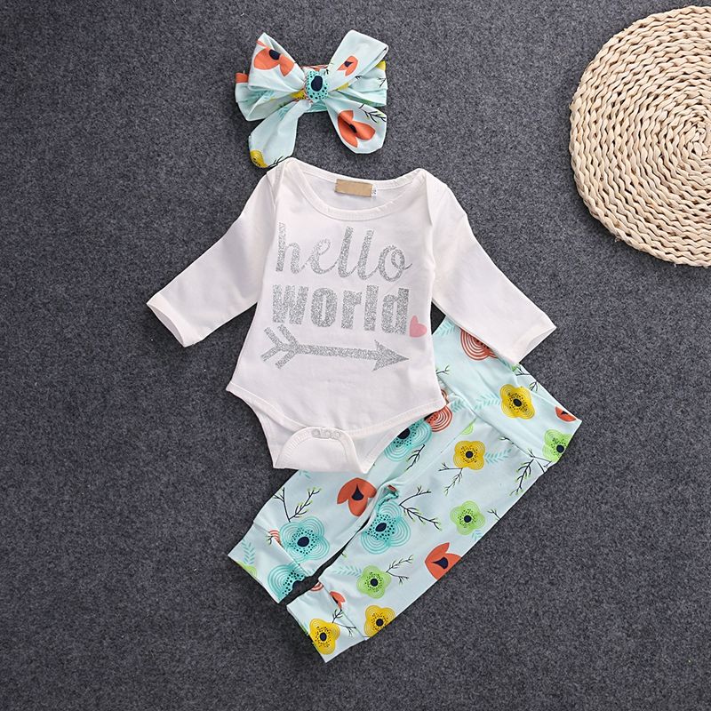 2019 Cute Baby Girl Outfits For Baby Shower Clothes Bandana Headband