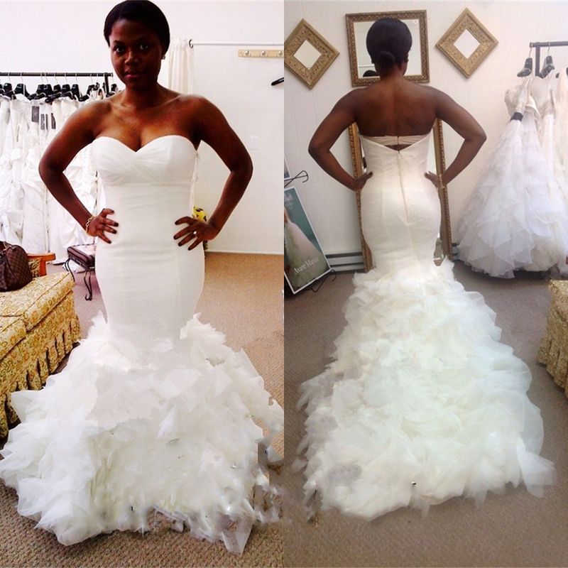 ruffle fishtail wedding dress