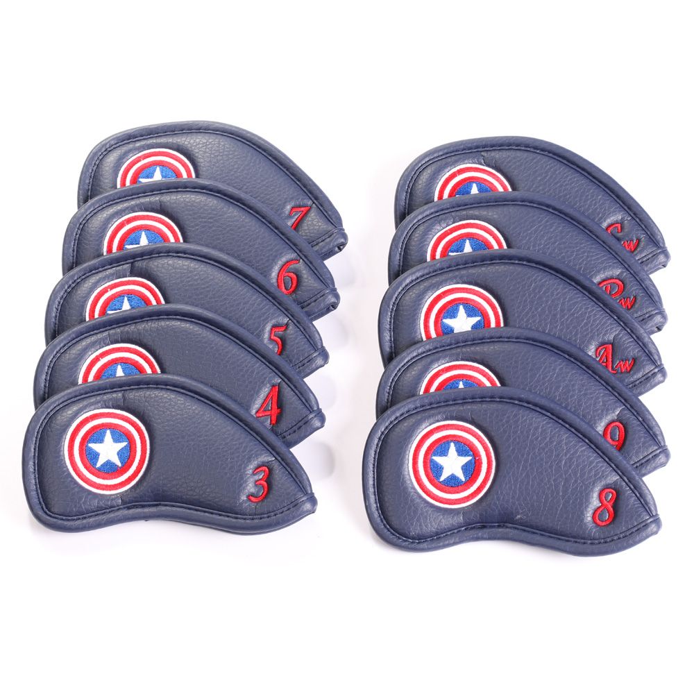 2021 Captain America Style Thick Synthetic Leather Golf Club Iron Head