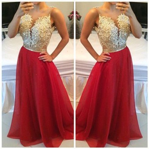 gold and red bridesmaid dresses
