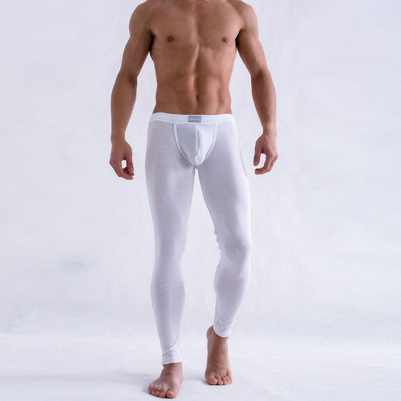 Wholesale-Men's Solid Color Underpants Thermal Low Rise Underwear Long ...